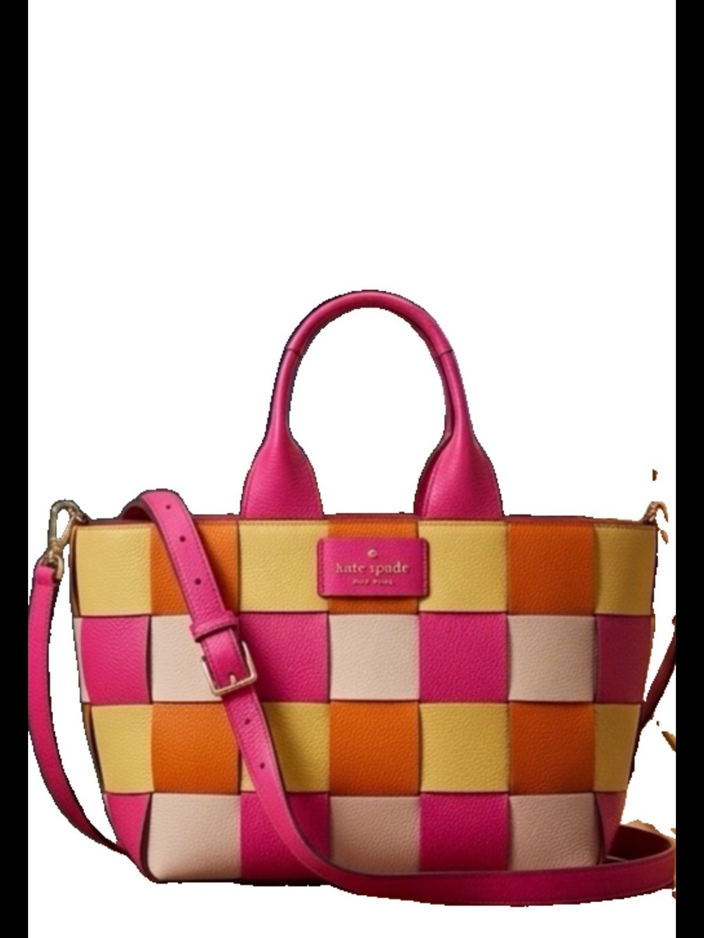 Kate Spade Colorblock Woven Leather Tote - Like New - Picture 2 of 6